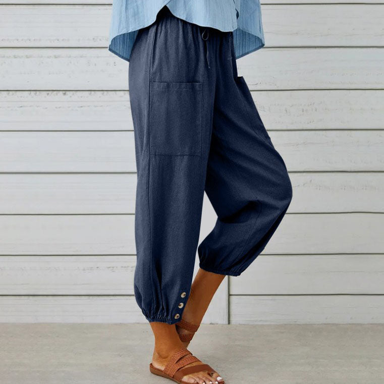 🧵2026 New Women's Summer Cotton Linen Trousers Nine Minute Trousers🍃