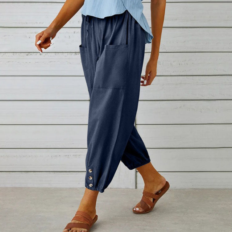 🧵2026 New Women's Summer Cotton Linen Trousers Nine Minute Trousers🍃