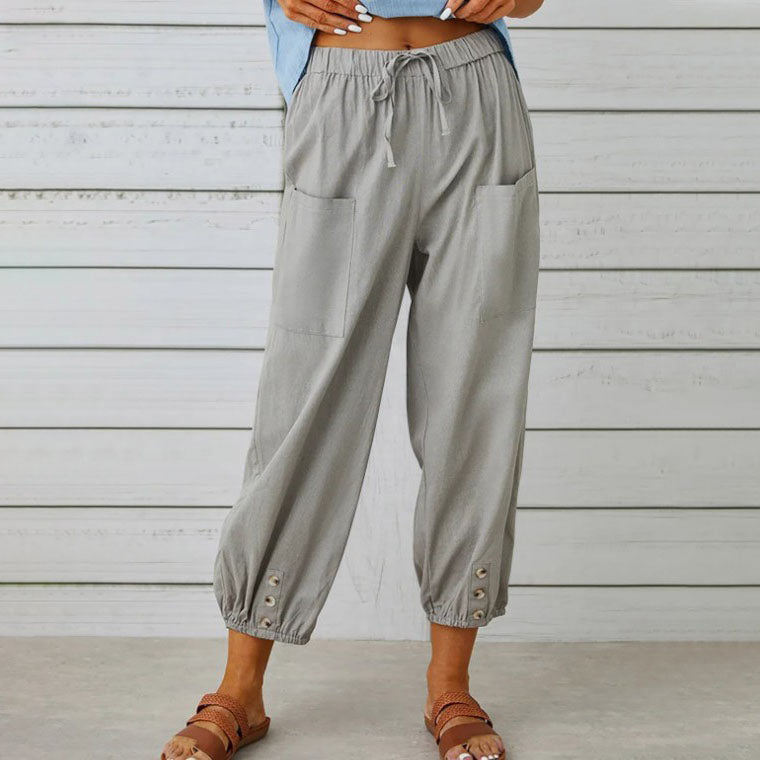 🧵2026 New Women's Summer Cotton Linen Trousers Nine Minute Trousers🍃