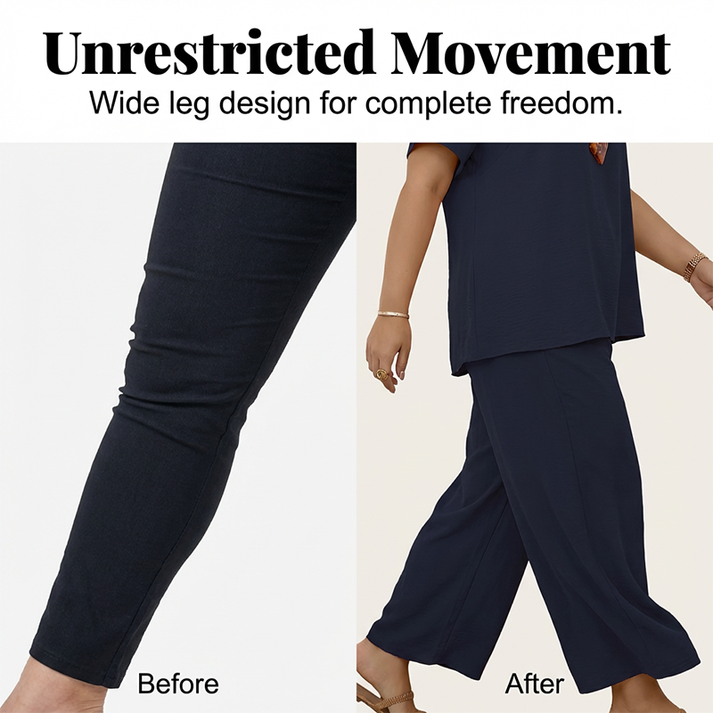 Women's Casual Short Sleeve Top & Wide Leg Pants Set