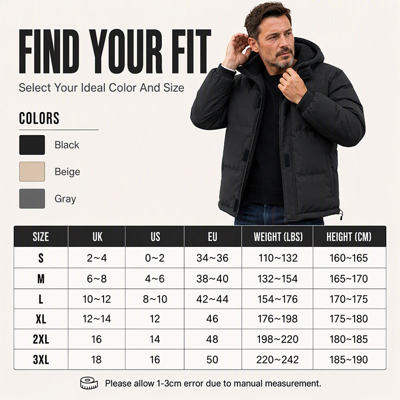 Men's Winter Thermal Windproof Hooded Jacket