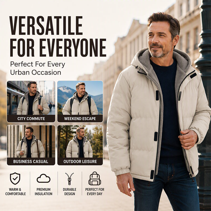 Men's Winter Thermal Windproof Hooded Jacket